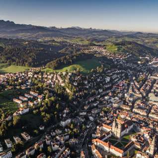 St.Gallen, Dom, St.Laurenzen, Luftansicht, Drohnenaufnahme, Luftbild