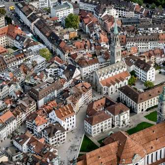Altstadt, Altstadt / UNESCO Stiftskirche, Aussicht, Drohne, Drohnenaufnahmen, Innenstadt, Kathedrale, Klosterplatz, Luftansicht, Luftaufnahme, St.Gallen, UNESCO Weltkulturerbe, Weitsicht