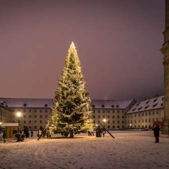St.Gallen, Klosterplatz, Sternenstadt, Schnee, Advent, Christbaum, Weihnachtsbeleuchtung, Weihnachten, Nacht